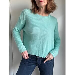 Womens Organic Linen Lightweight Sweater Eileen Fisher Size Sm Cropped